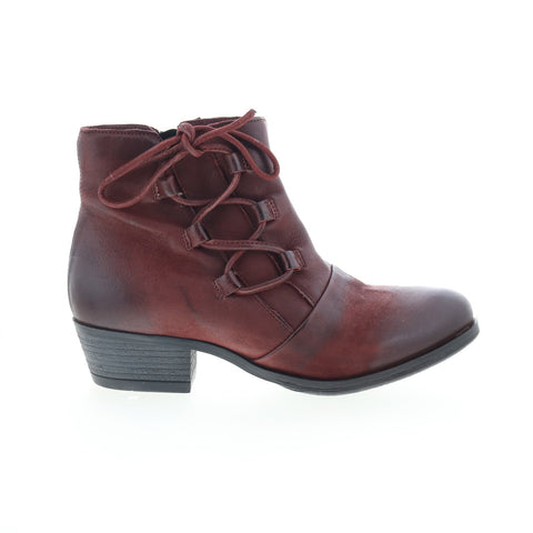 Miz Mooz Baxter 111264-101-6345 Womens Burgundy Leather Ankle & Booties Boots