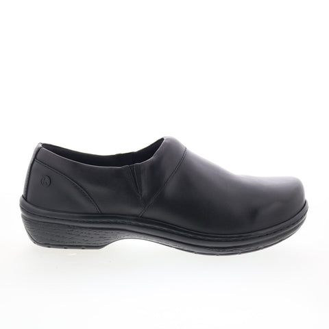 Klogs Mission 11152021 Womens Black Leather Slip On Clogs Flats Shoes