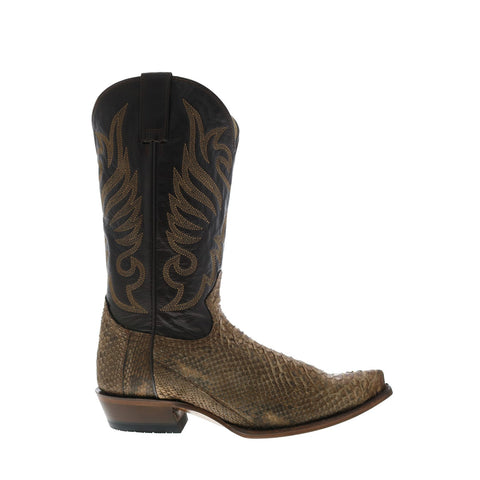 Stetson Dynamite Python Snip Toe Mens Brown Leather Cowboy Western Boots