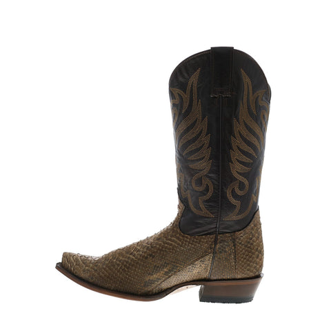 Stetson Dynamite Python Snip Toe Mens Brown Leather Cowboy Western Boots