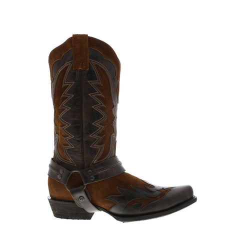 Stetson Outlaw Wings Rough Out Mens Brown Wide Leather Cowboy Western Boots