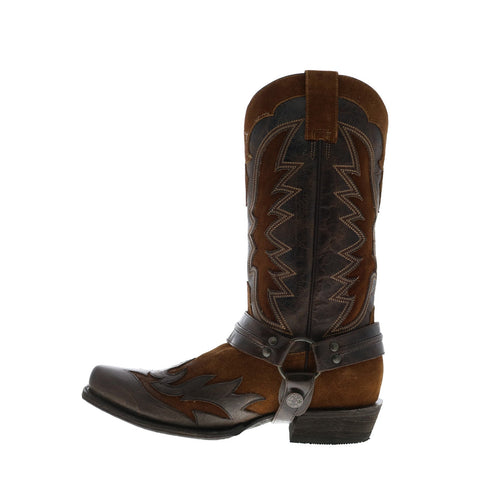Stetson Outlaw Wings Rough Out Mens Brown Wide Leather Cowboy Western Boots