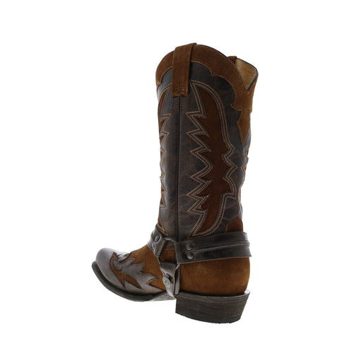 Stetson Outlaw Wings Rough Out Mens Brown Leather Cowboy Western Boots