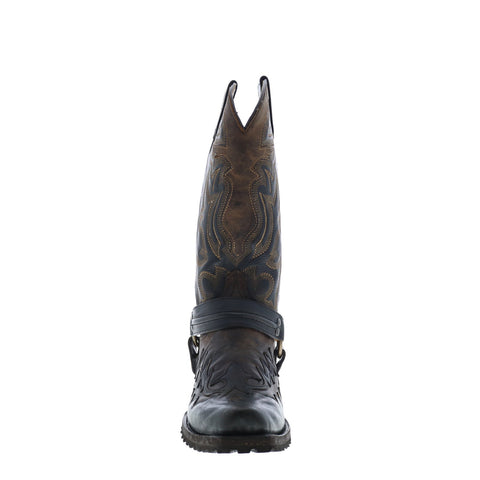 Stetson Outlaw Lug Bad Guy Biker Mens Brown Leather Cowboy Western Boots