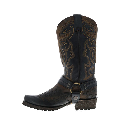 Stetson Outlaw Lug Bad Guy Biker Mens Brown Leather Cowboy Western Boots