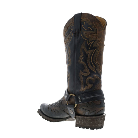 Stetson Outlaw Lug Bad Guy Biker Mens Brown Leather Cowboy Western Boots