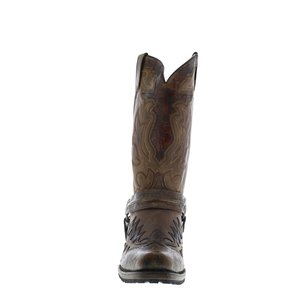 Stetson Men's Biker Outlaw Western Boot – 13-Inch Shaft, Brown Wing Inlay, Cushioned Insole (Lemonwood Peg Construction)