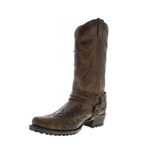 Stetson Outlaw Lug Bad Guy Biker Tru X Mens Brown Wide Cowboy Western Boots