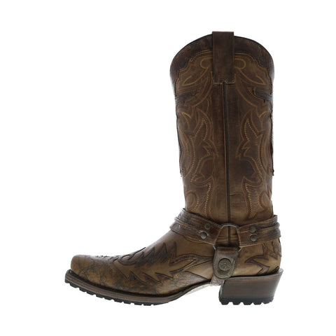Stetson Outlaw Lug Bad Guy Biker Tru X Mens Brown Wide Cowboy Western Boots