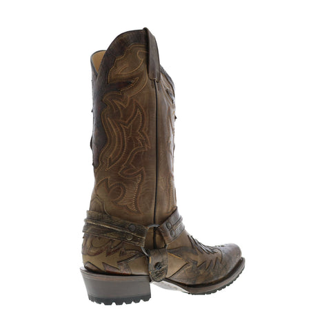 Stetson Outlaw Lug Bad Guy Biker Tru X Mens Brown Wide Cowboy Western Boots