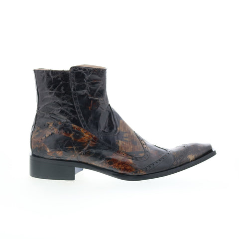 Astton Serrano 1237 Mens Black Leather Zipper Casual Dress Boots