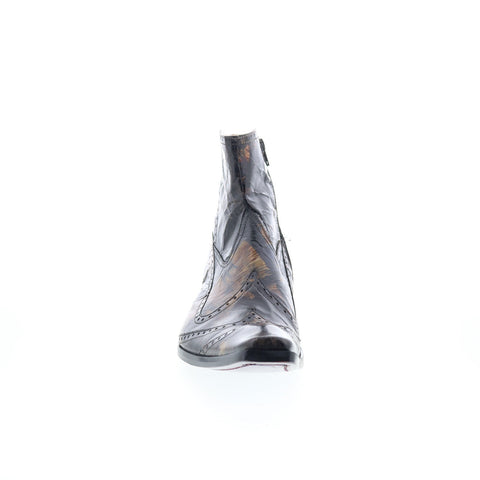 Astton Serrano 1237 Mens Black Leather Zipper Casual Dress Boots