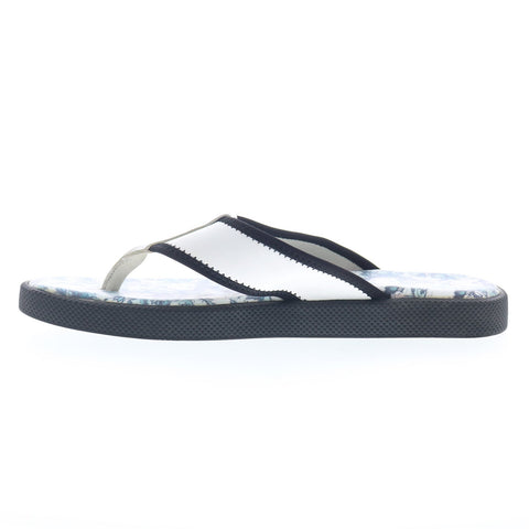 Robert Graham 1241 1241 Mens White Leather Slip On Flip-Flops Sandals Shoes