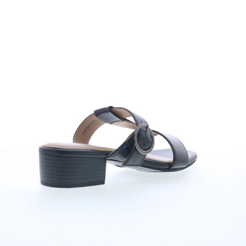 Trotters Nanna Womens Black Leather Slip On Slides Sandals Shoes