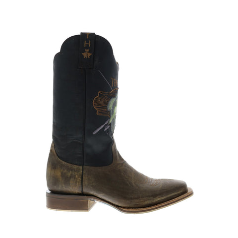 Tin Haul Wallhanger Fish A Plenty Sole Mens Brown Wide Cowboy Western Boots