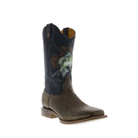 Tin Haul Wallhanger Fish A Plenty Sole Mens Brown Wide Cowboy Western Boots