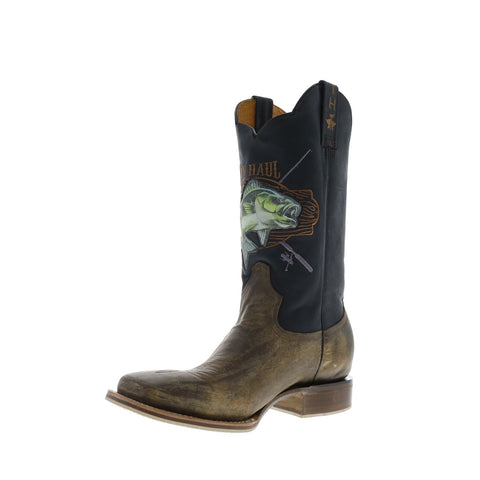 Tin Haul Wallhanger Fish A Plenty Sole Mens Brown Cowboy Western Boots