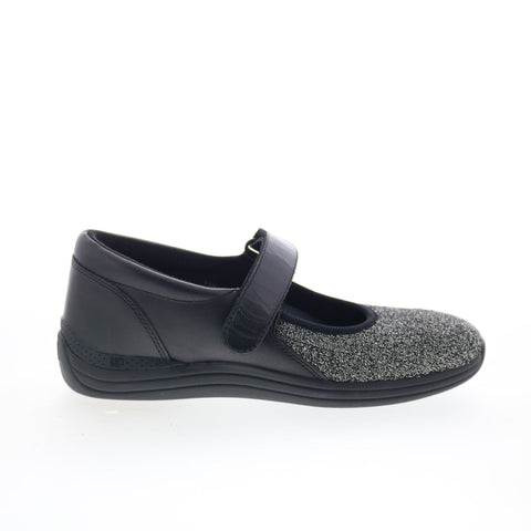 Drew Magnolia Lurex 14326-1B Womens Black Leather Mary Jane Flats Shoes