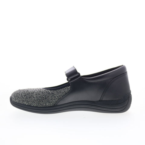 Drew Magnolia Lurex 14326-1B Womens Black Leather Mary Jane Flats Shoes