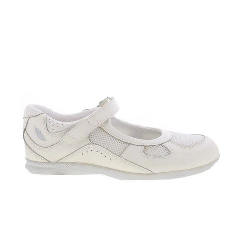 Drew Delite 14373-21 Womens White Extra Wide Mesh Mary Jane Flats Shoes