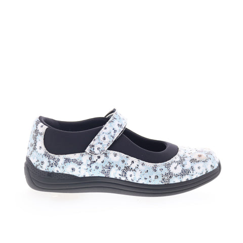 Drew Rose 14375-3P Womens Blue Wide Leather Mary Jane Flats Shoes