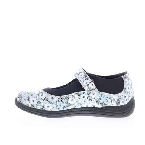 Drew Rose 14375-3P Womens Blue Wide Leather Mary Jane Flats Shoes