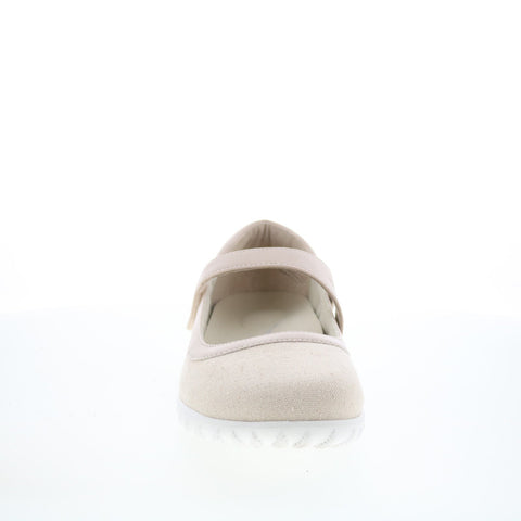 Drew Rainbow 14801-82 Womens Beige Extra Wide Canvas Mary Jane Flats Shoes