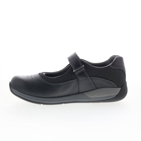 Drew Trust 14805-12 Womens Black Leather Strap Mary Jane Flats Shoes