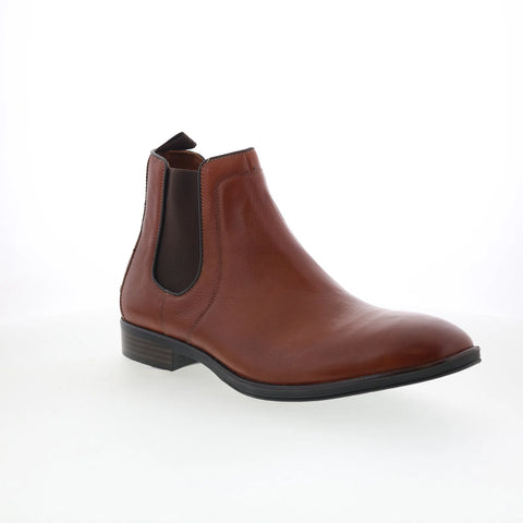 Johnston & Murphy 15-1483 Mens Brown Leather Slip On Chelsea Boots