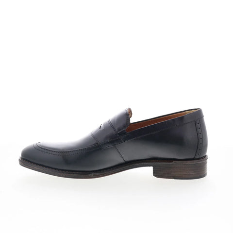 Johnston & Murphy 15-3227 Mens Black Leather Loafers & Slip Ons Penny Shoes