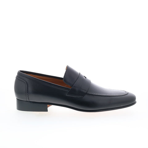 Zelli Italia Roma Calfskin Mens Black Leather Loafers & Slip Ons Penny Shoes