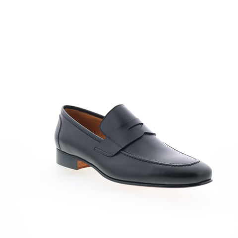 Zelli Italia Roma Calfskin Mens Black Leather Loafers & Slip Ons Penny Shoes