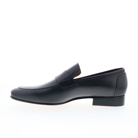 Zelli Italia Roma Calfskin Mens Black Leather Loafers & Slip Ons Penny Shoes