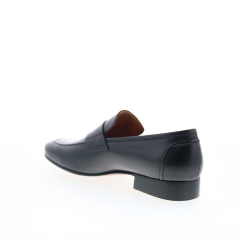 Zelli Italia Roma Calfskin Mens Black Leather Loafers & Slip Ons Penny Shoes