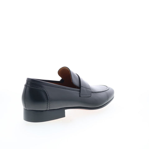 Zelli Italia Roma Calfskin Mens Black Leather Loafers & Slip Ons Penny Shoes
