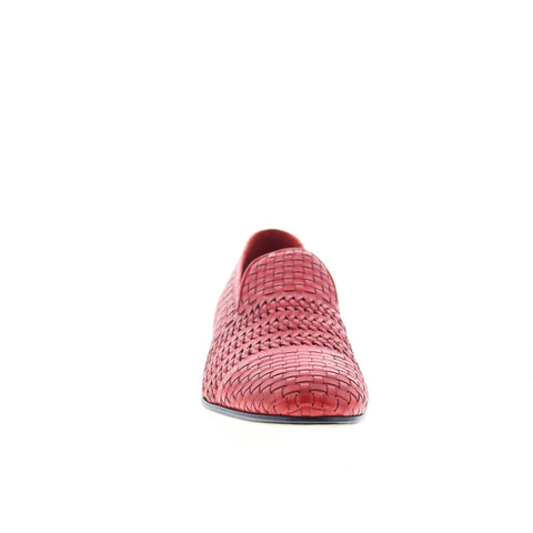 Zelli Italia Tess Calfskin Woven Loafer Mens Red Leather Loafers Casual Shoes