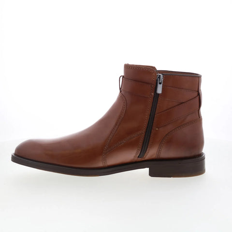 Johnston & Murphy 15-8476 Mens Brown Leather Zipper Casual Dress Boots