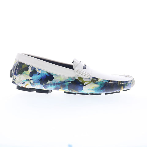 Robert Graham 1502-1-82 Mens White Loafers & Slip Ons Moccasin Shoes