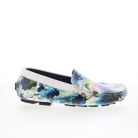 Robert Graham 1502-3-82 Mens White Leathe Loafers & Slip Ons Moccasin Shoes