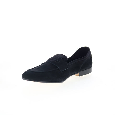Zelli Italia Tasca Goat Suede Mens Black Loafers & Slip Ons Penny Shoes