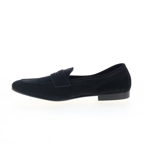 Zelli Italia Tasca Goat Suede Mens Black Loafers & Slip Ons Penny Shoes