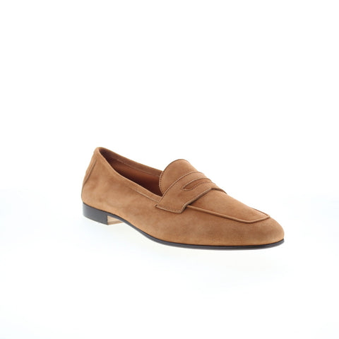 Zelli Italia Tasca Goat Suede Mens Brown Loafers & Slip Ons Penny Shoes