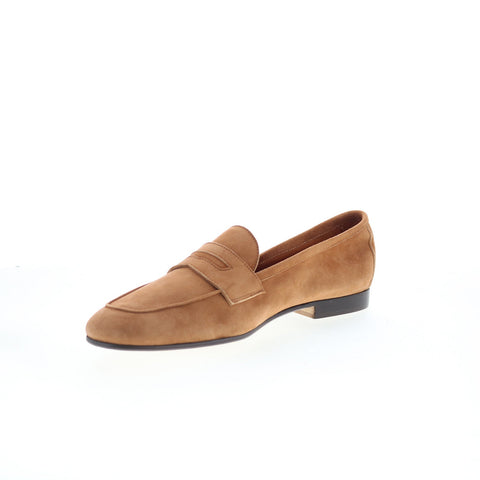 Zelli Italia Tasca Goat Suede Mens Brown Loafers & Slip Ons Penny Shoes
