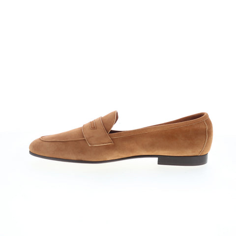 Zelli Italia Tasca Goat Suede Mens Brown Loafers & Slip Ons Penny Shoes