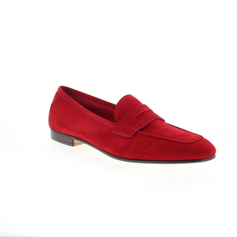 Zelli Italia Tasca Goat Suede Mens Red Loafers & Slip Ons Penny Shoes
