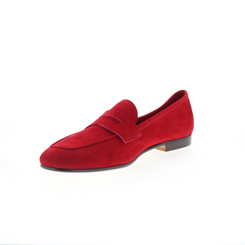 Zelli Italia Tasca Goat Suede Mens Red Loafers & Slip Ons Penny Shoes