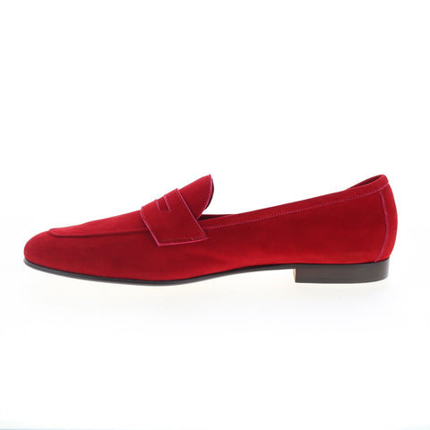 Zelli Italia Tasca Goat Suede Mens Red Loafers & Slip Ons Penny Shoes