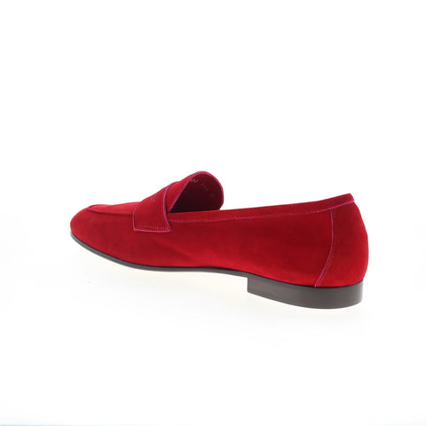 Zelli Italia Tasca Goat Suede Mens Red Loafers & Slip Ons Penny Shoes