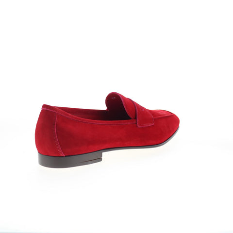 Zelli Italia Tasca Goat Suede Mens Red Loafers & Slip Ons Penny Shoes