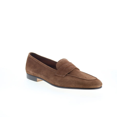 Zelli Italia Tasca Goat Suede Mens Brown Loafers & Slip Ons Penny Shoes